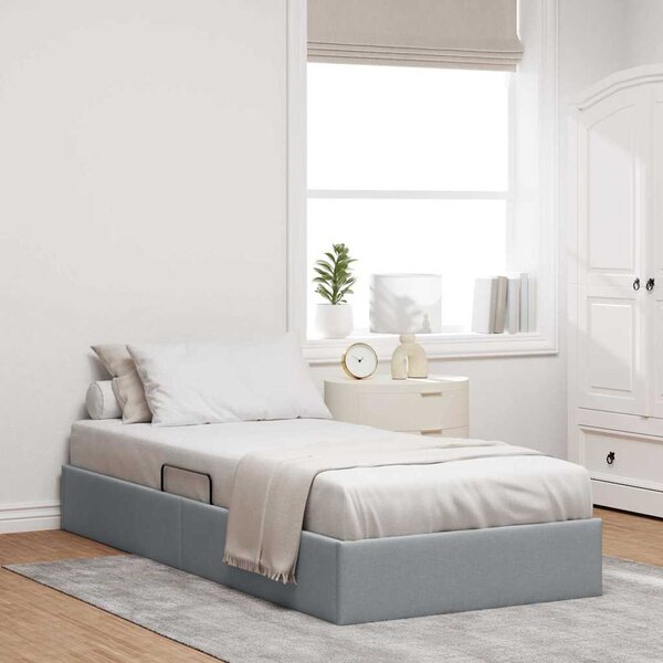 Postel s úložným prostorem Světle šedá 203 x 100 cm Textil 3370054