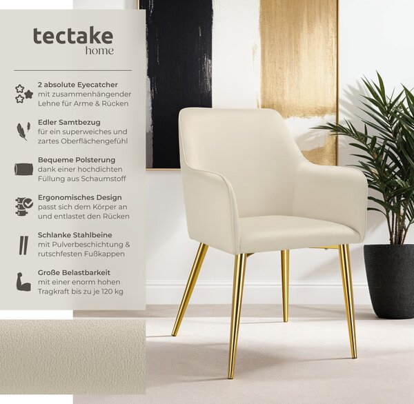 Tectake® Avane křeslo v sametovém vzhledu, čalouněné 55 x 63,5 x 86,5 cm