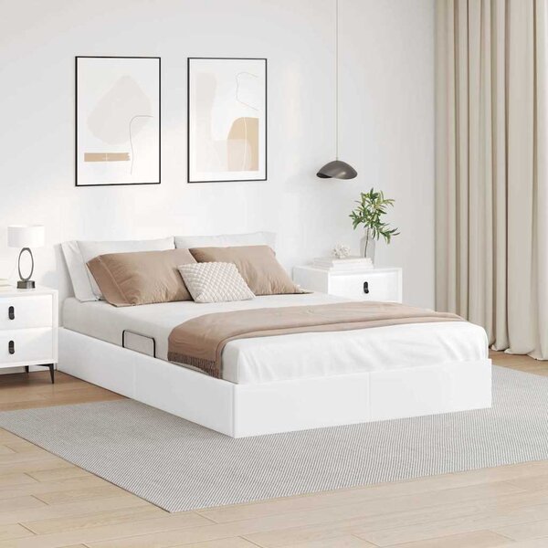 Postel s úložným prostorem Úplně bílá 137 x 190 cm Umělá kůže 3369973