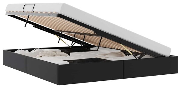 Postel s úložným prostorem Černá 193 x 203 cm Umělá kůže 3369976