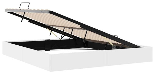 Postel s úložným prostorem Úplně bílá 193 x 203 cm Umělá kůže 3369977