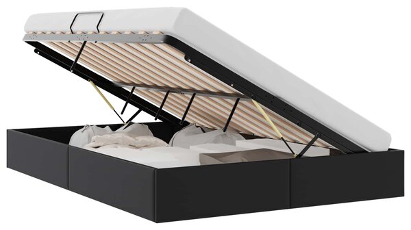 Postel s úložným prostorem Černá 137 x 190 cm Umělá kůže 3369972