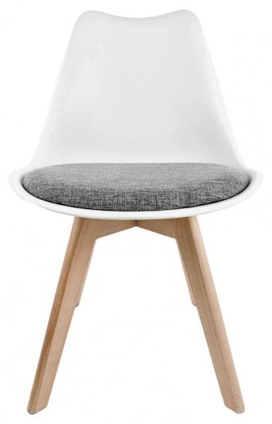 Skandinávská jídelní židle ve vzhledu bílé/šedéPolyuretankůže, dřevěné nohy, moderní design, pohodlná kuchyňská židle