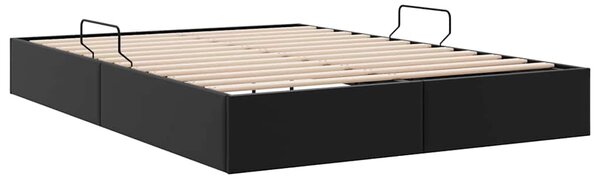 Postel s úložným prostorem Černá 137 x 190 cm Umělá kůže 3369972
