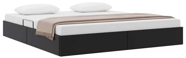 Postel s úložným prostorem Černá 193 x 203 cm Umělá kůže 3369976