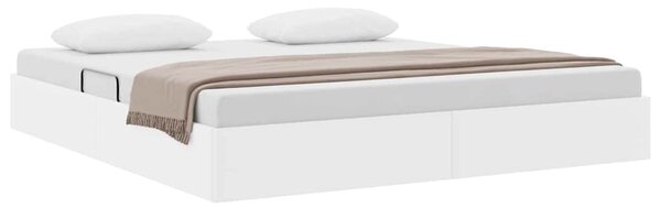 Postel s úložným prostorem Úplně bílá 193 x 203 cm Umělá kůže 3369977