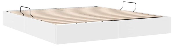 Postel s úložným prostorem Úplně bílá 193 x 203 cm Umělá kůže 3369977