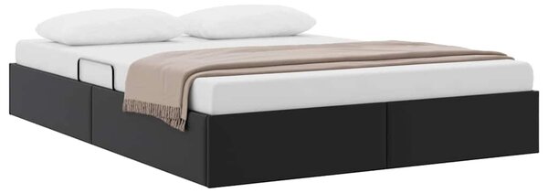 Postel s úložným prostorem Černá 137 x 190 cm Umělá kůže 3369972