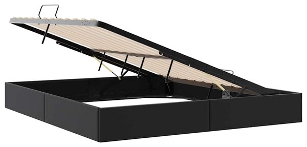 Postel s úložným prostorem Černá 193 x 203 cm Umělá kůže 3369976