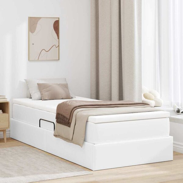 Postel s úložným prostorem a matrací s matrací Bílá 90 x 190 cm 3370143