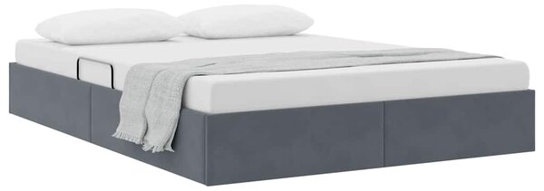 Postel s úložným prostorem Tmavě šedá 137 x 190 cm Samet 3370135