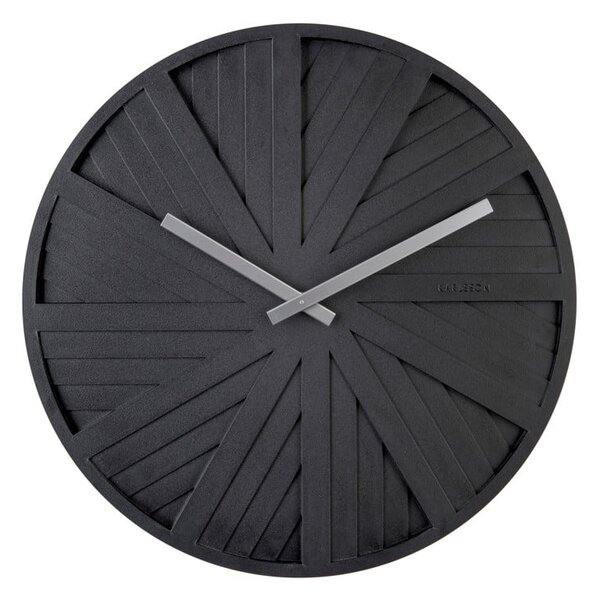 Černé nástěnné hodiny Karlsson Slides, ø 40 cm