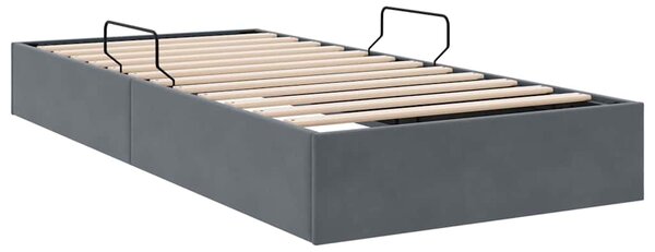 Postel s úložným prostorem Tmavě šedá 100 x 190 cm Samet 3370131