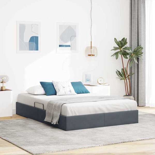 Postel s úložným prostorem Tmavě šedá 137 x 190 cm Samet 3370135