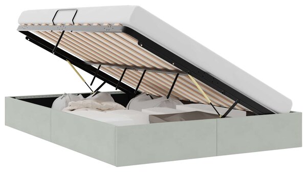 Postel s úložným prostorem Světle šedá 137 x 190 cm Samet 3370134