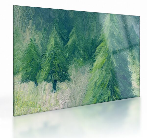 Skleněný obraz - Malované jehličnany (70x50 cm)