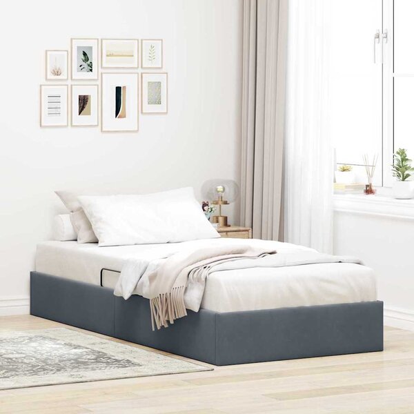 Postel s úložným prostorem Tmavě šedá 100 x 190 cm Samet 3370131