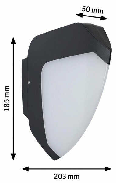 PAULMANN LED venkovní nástěnné svítidlo Smart Home Zigbee Ikosea neláká hmyz IP44 50x203mm CCT 4,4W 230V antracit umělá hmota