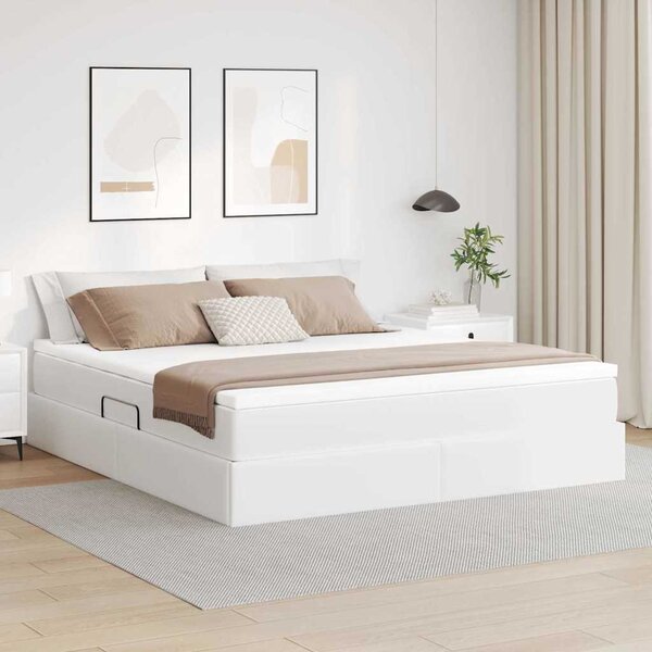 Postel s úložným prostorem a matrací Bílá 160 x 200 cm 3370171
