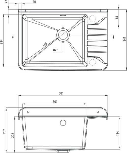 Deante Garden technický dřez 50.1x34.1 cm plast ZYT_311A