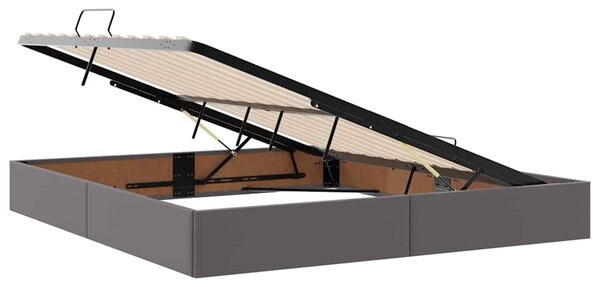 Postel s úložným prostorem s čelo Šedá 160 x 200 cm Umělá kůže 3371675