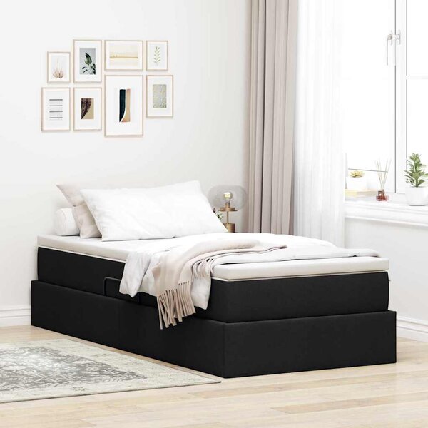 Postel s úložným prostorem a matrací Černá 90 x 200 cm 3370202