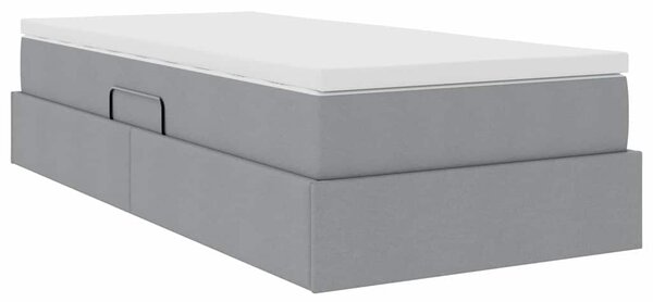 Postel s úložným prostorem a matrací Světle šedá 90 x 200 cm 3370200