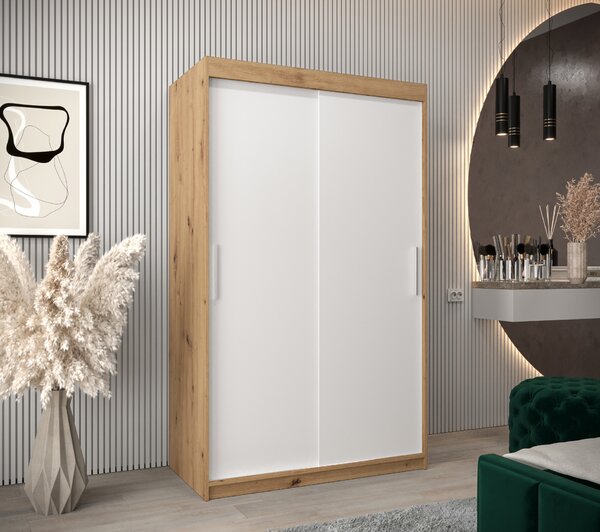 Šatní skříň 120 cm Toki (Dub artisan + Bílá matná)