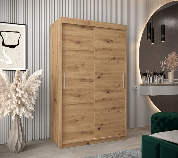 Šatní skříň 120 cm Toki (Dub artisan + Bílá matná)