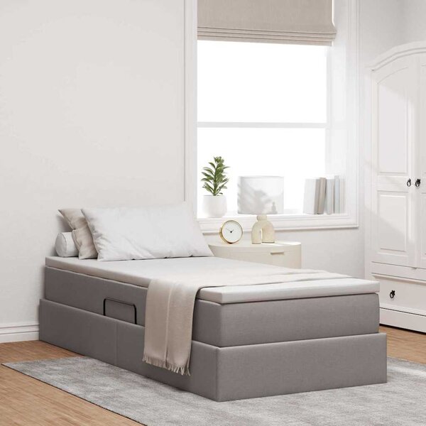 Postel s úložným prostorem a matrací Taupe 90 x 190 cm 3370197