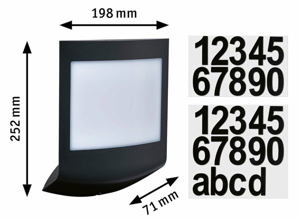 PAULMANN LED venkovní nástěnné svítidlo Smart Home Zigbee Padea soumrakový senzor neláká hmyz IP44 198x71mm CCT 8,2W 230V antracit umělá hmota