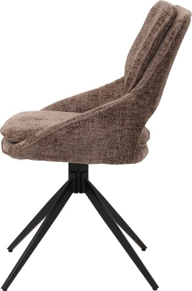 Sada 2 jídelních židlí HWC-N73, kuchyňská židle, otočná s automatickým návratem, látka/textil šenil (490 g/m²) Oeko-Tex hnědá