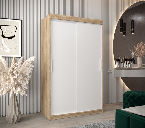 Šatní skříň 120 cm Toki (Dub sonoma + Bílá matná)
