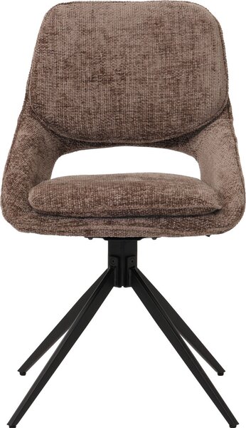 Sada 2 jídelních židlí HWC-N73, kuchyňská židle, otočná s automatickým návratem, látka/textil šenil (490 g/m²) Oeko-Tex hnědá