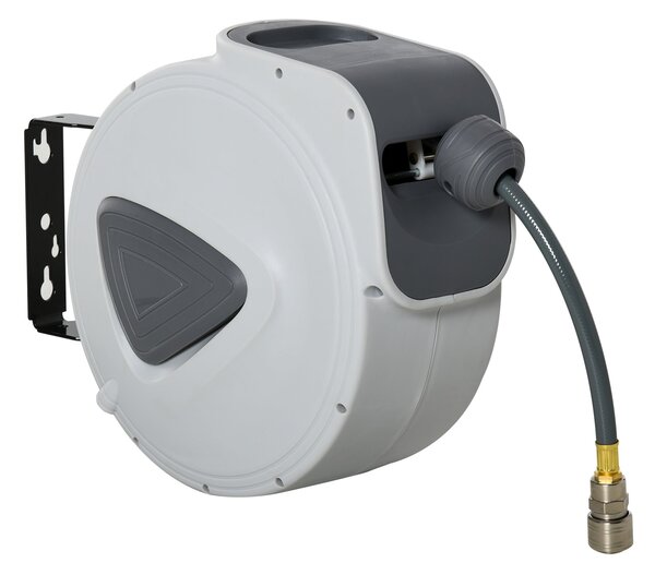 DURHAND Automatická navíjecí hadice 20m + 194cm s připojením Φ1/4'', montovatelná na zeď a otočná o 180°, šedá | Aosom