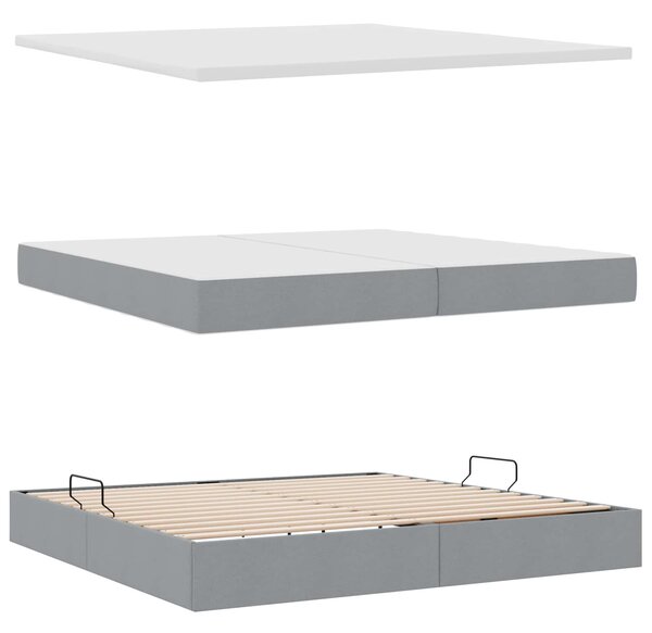 Postel s úložným prostorem a matrací Světle šedá 200 x 200 cm 3370248
