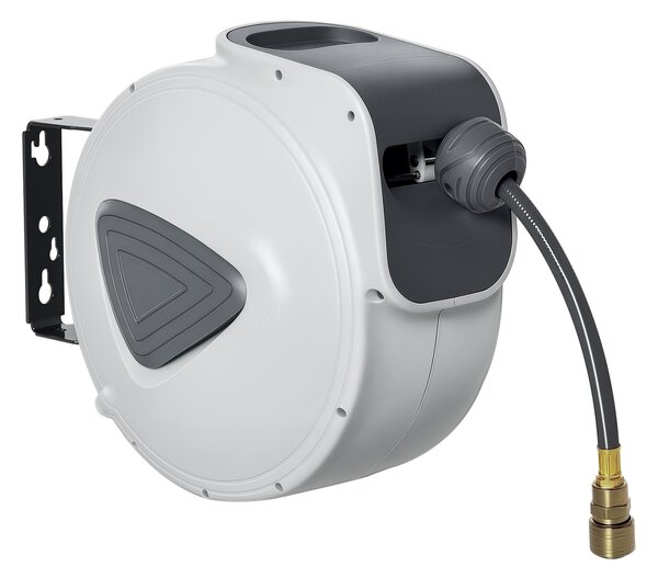 DURHAND Automatická navíjecí hadice 20m + 194cm s připojením Φ1/4'', montovatelná na zeď a otočná o 180°, šedá | Aosom