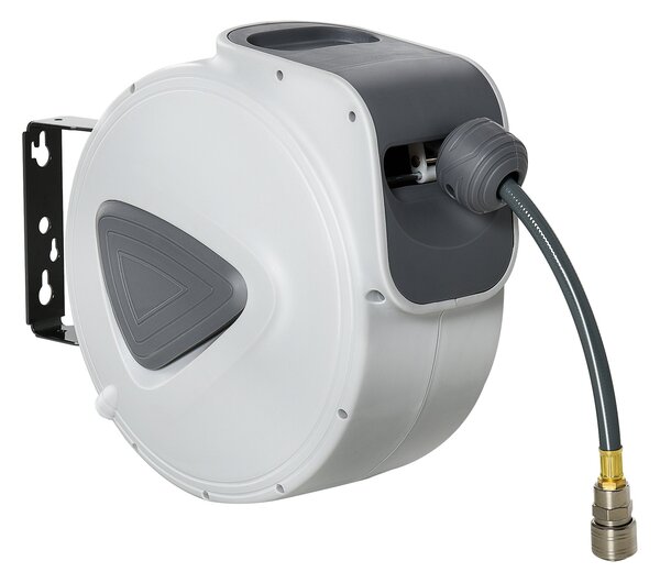 DURHAND Automatická navíjecí hadice 20m + 194cm s připojením Φ1/4'', montovatelná na zeď a otočná o 180°, šedá | Aosom