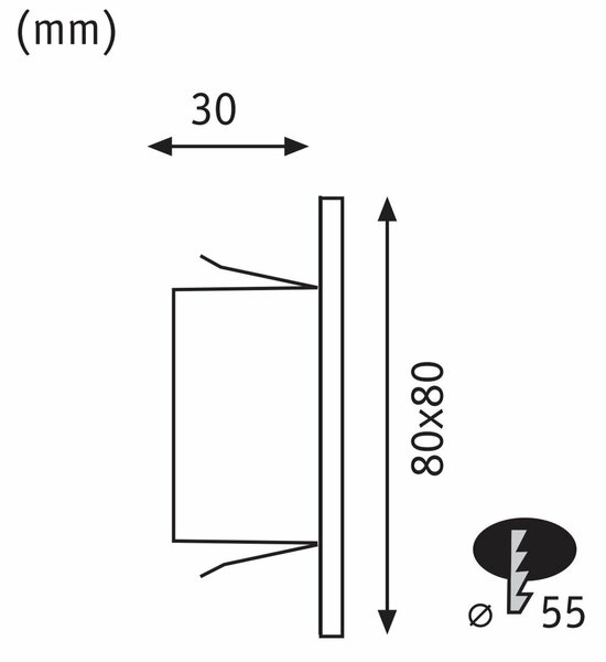 PAULMANN LED vestavné svítidlo do zdi Edge Quadro hranaté 80x5mm 1,2W 230V 2700K černá mat