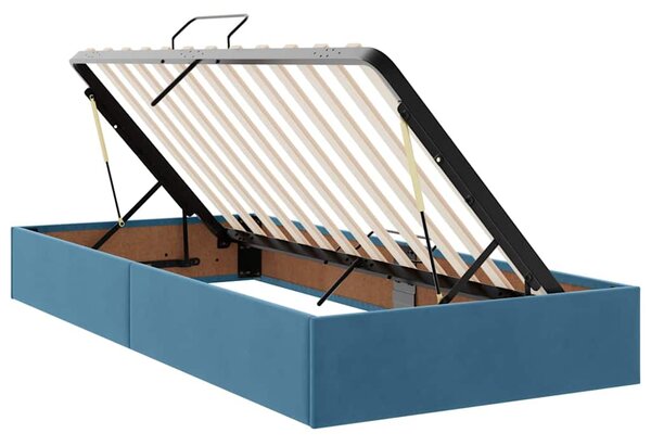Postel s úložným prostorem a matrací Tmavě modrá 90 x 200 cm 3399698
