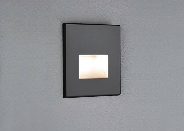 PAULMANN LED vestavné svítidlo do zdi Edge Quadro hranaté 80x5mm 1,2W 230V 2700K černá mat