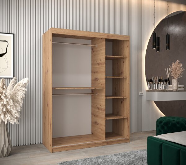 Šatní skříň 150 cm Toki (Dub artisan + Černá matná)