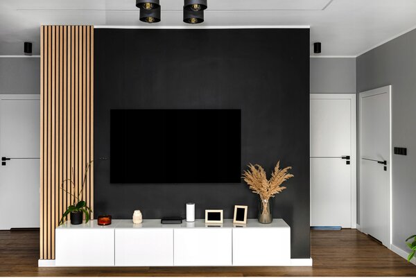 Designový akustický panel - bílá - 16,8 cm - 4 lamely - startovací panel