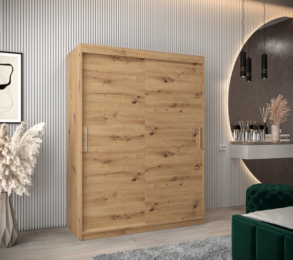 Šatní skříň 150 cm Toki (Dub artisan + Černá matná)