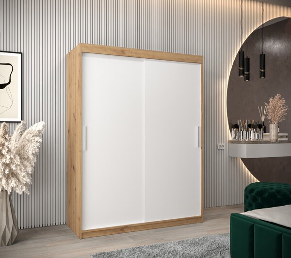 Šatní skříň 150 cm Toki (Dub artisan + Bílá matná)