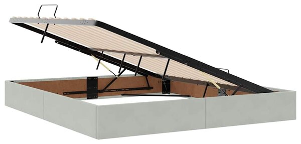 Postel s úložným prostorem Světle šedá 160 x 200 cm samet 3370887