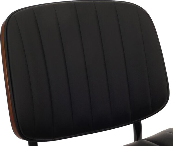 Sada 6 jídelních židlí HWC-O44, kuchyňská židle, Imitace kůže z ohýbaného dřeva Oeko-Tex vzhled ořechu, černá barva