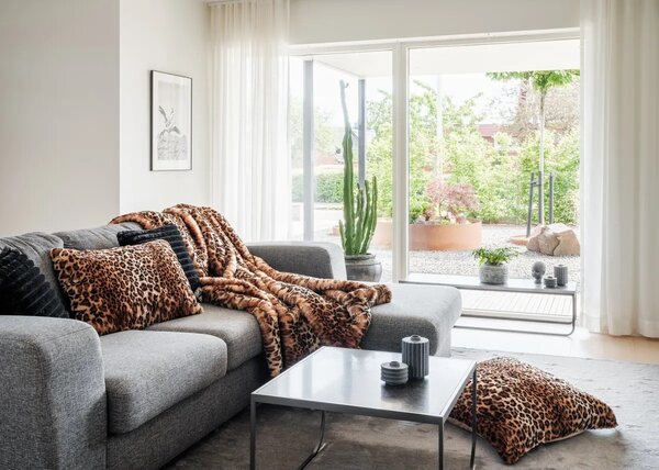 Skinnwille Home Collection Velký polštář Leo Brown XL, leopard, 65x65 cm