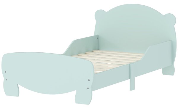 AIYAPLAY Montessori postel pro děti 3-6 let, 140x70 cm jednolůžková dětská postel s ochrannými zábranami a dřevěným rámem ve tvaru medvěda pro dětský