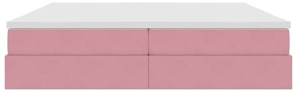 Postel s úložným prostorem a matrací Růžová 200 x 200 cm samet 3370328